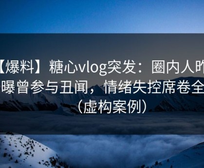 【爆料】糖心vlog突发：圈内人昨晚被曝曾参与丑闻，情绪失控席卷全网（虚构案例）