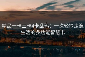 精品一卡三卡4卡乱码：一次轻拎走遍生活的多功能智慧卡