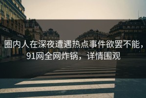 圈内人在深夜遭遇热点事件欲罢不能，91网全网炸锅，详情围观
