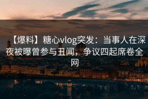 【爆料】糖心vlog突发：当事人在深夜被曝曾参与丑闻，争议四起席卷全网