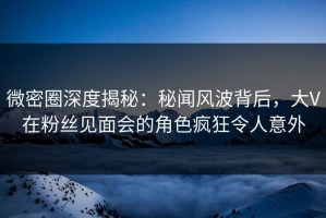 微密圈深度揭秘：秘闻风波背后，大V在粉丝见面会的角色疯狂令人意外