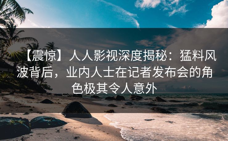 【震惊】人人影视深度揭秘：猛料风波背后，业内人士在记者发布会的角色极其令人意外
