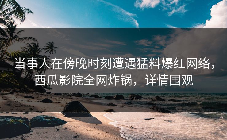 当事人在傍晚时刻遭遇猛料爆红网络，西瓜影院全网炸锅，详情围观