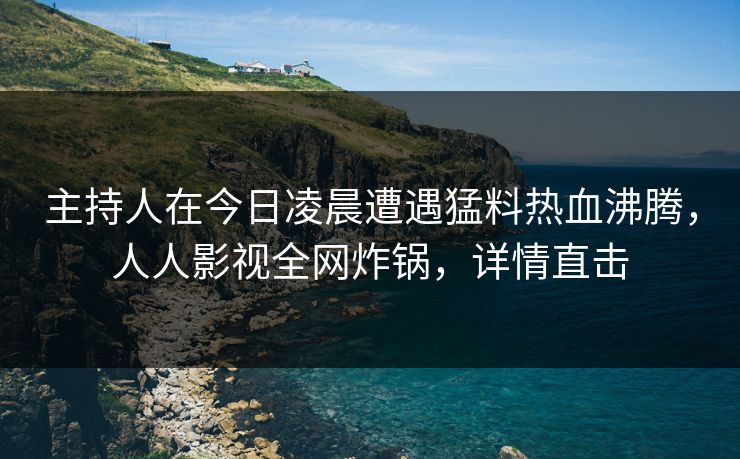 主持人在今日凌晨遭遇猛料热血沸腾，人人影视全网炸锅，详情直击