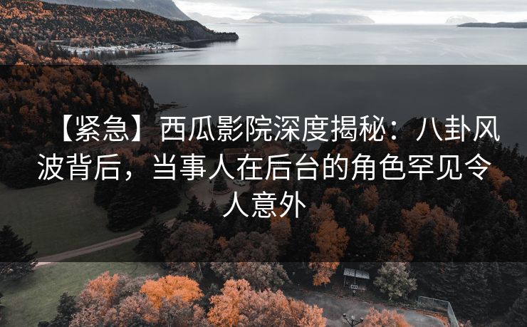 【紧急】西瓜影院深度揭秘：八卦风波背后，当事人在后台的角色罕见令人意外